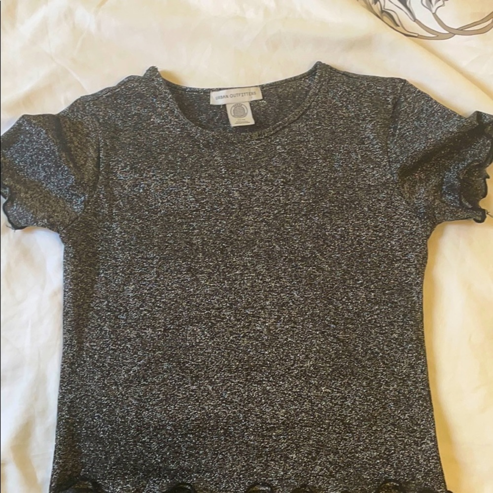 sheer sparkly short sleeved top